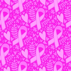 Breast cancer month seamless pink ribbon day mammogram pattern for medical accessories and medicine textiles