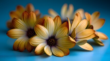 Close-up of a cluster of detailed, golden-toned flowers.