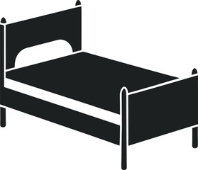 Black Silhouette Icon of Single Bed Furniture