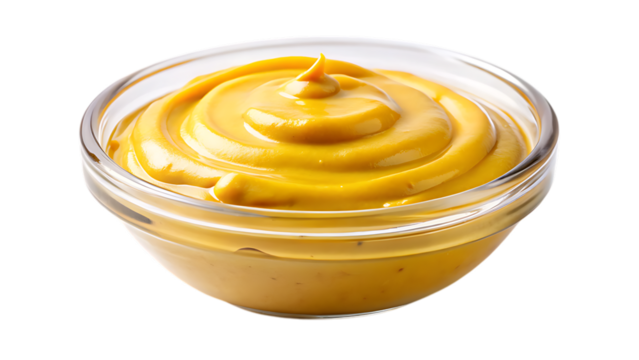 yellow mustard sauce spread - isolated on a white background PNG. GENERATIVE AI