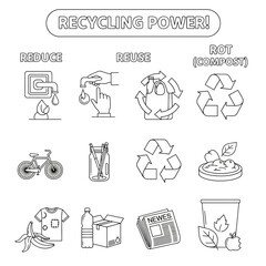 Inspiring recycling awareness with reduce reuse rot icons, a powerful reminder of environmental sustainability and conscious consumption, promoting eco-friendly practices