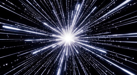 Obraz premium Exploding central white light, beams radiating outwards, starlight or motion