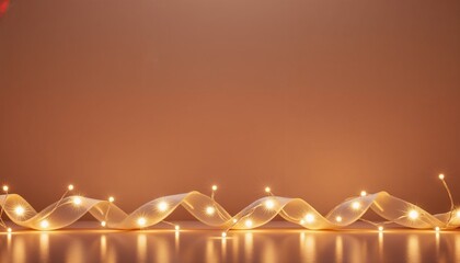 Decorative string lights with warm glow on neutral background  