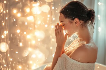 young woman in the shower