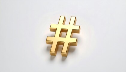 3D Golden Hashtag