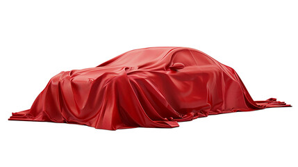 car with red curtain on white background