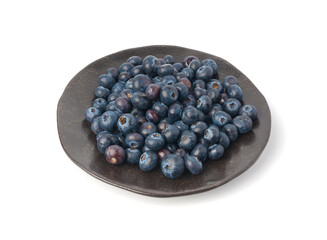 Blueberry isolated. Fresh blue berry fruits, bilberry group on white background, ripe bluberry