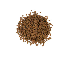 Dry pet food, dog kibble pile, puppy pellets, small canine protein croquette meal, animal food