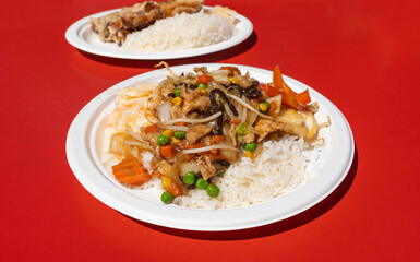 Udon Street Food, Chinese Fried Noodles, Beef Spaghetti with Vegetables, Asian Pasta