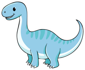 Naklejka premium Friendly cartoon illustration of a light blue Brontosaurus dinosaur