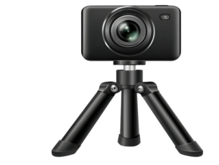 Capturing moments indoor studio camera setup for close-ups. Isolated on transparent background, png.