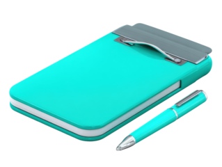Showcasing minimalist office desk tools for creative writing. Isolated on transparent background, png.