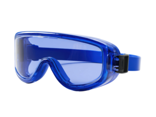 Protective safety goggles for industrial use clean room close-up. Isolated on transparent background, png.