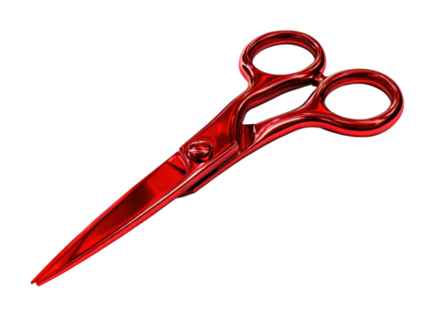Cutting with red scissors studio product photography isolated. Isolated on transparent background, png. - Powered by Adobe