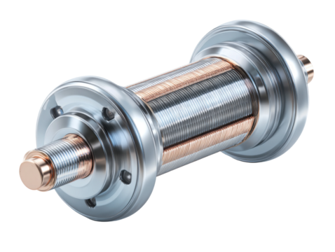 Factory installation of industrial machine components a close-up. Isolated on transparent background, png.