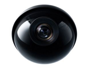 Capture security footage indoor space camera lens modern design. Isolated on transparent background, png.