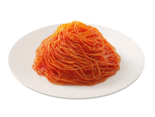 Delicious spaghetti with tomato sauce culinary art in bright light. Isolated on transparent background, png.
