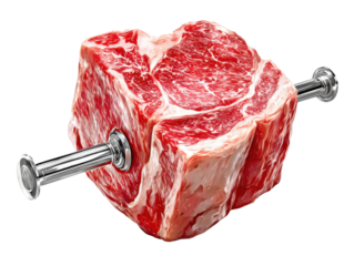 Kitchen action close-up photography of delicious meat dishes. Isolated on transparent background, png.