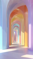 Fototapeta premium Abstract Pastel Rainbow Columns 3D Render