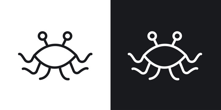Spaghetti Monster Flying vector icon. Design graphic in outline style illustration.