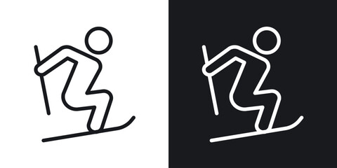 Skiing vector icon. Design graphic in outline style illustration. © ramsey