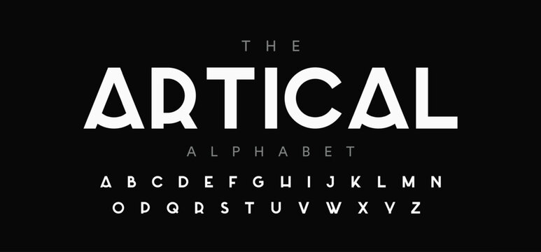 Artical, Modern Bold Font. Sans Serif Font. Regular Italic Uppercase Lowercase Typography urban style alphabet fonts for fashion, sport, technology, digital, movie, logo design, vector illustration
