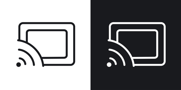 Screencast vector icon. Design graphic in outline style illustration.