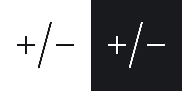 Plus minus vector icon. Design graphic in outline style illustration.