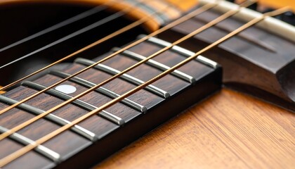Fototapeta premium Close-up acoustic guitar fretboard