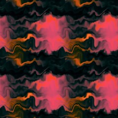 Moody ombre blur tie dye effect seamless pattern. Wavy liquid paint flow background in bold hippy style. Striped textur for continuous design.