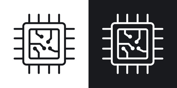 Microchip vector icon. Design graphic in outline style illustration.