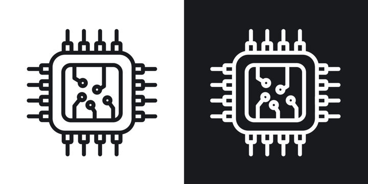 Microchip vector icon. Design graphic in outline style illustration.