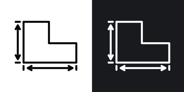 Height and width vector icon. Design graphic in outline style illustration.