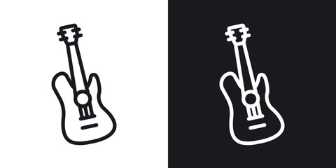 Fototapeta premium Electric Guitar vector icon. Design graphic in outline style illustration.