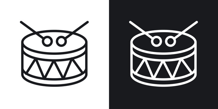 Drum vector icon. Design graphic in outline style illustration.