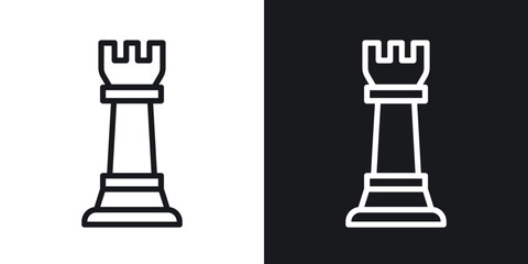 Chess rook vector icon. Design graphic in outline style illustration. © ramsey