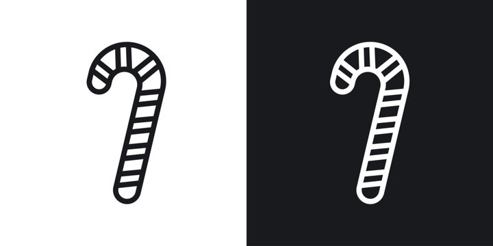 Candy cane vector icon. Design graphic in outline style illustration.