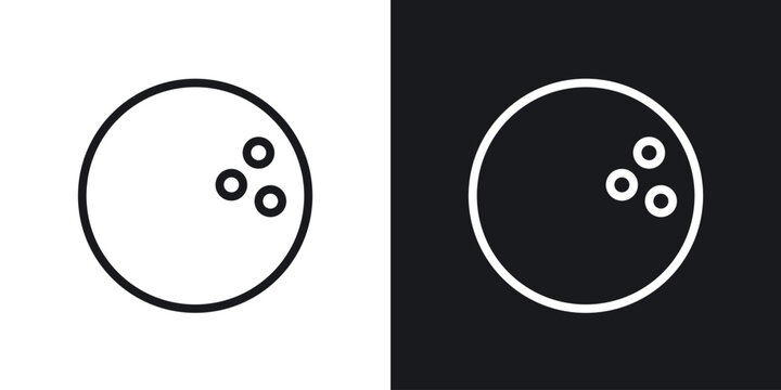 Bowling ball vector icon. Design graphic in outline style illustration.