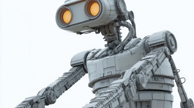 An antique robot sculpture with an isolated soldier's engine and rope