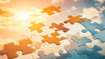 Sunset Sky Jigsaw Puzzle Pieces Solution Concept