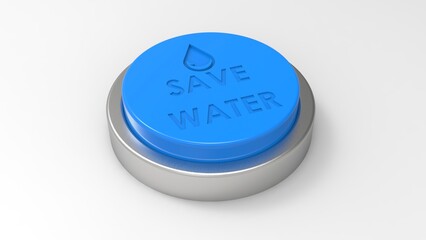 Save Water Button &ndash; Blue Environmental Concept Symbol for Water Conservation and Sustainability. Stock İmage.