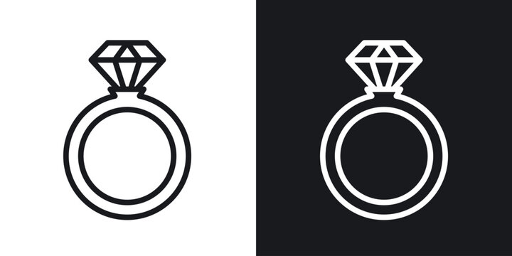 Diamond ring vector icon. Design graphic in outline style illustration.