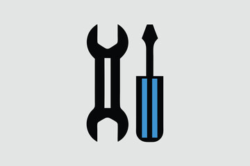 Tool icon vector set. Maintenance tools with wrench, gear, spanner, hammer and screwdriver symbol illustration for fix and repair concept.