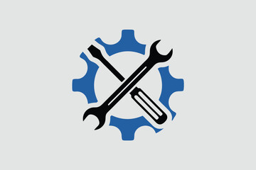 Fototapeta premium Tool icon vector set. Maintenance tools with wrench, gear, spanner, hammer and screwdriver symbol illustration for fix and repair concept.