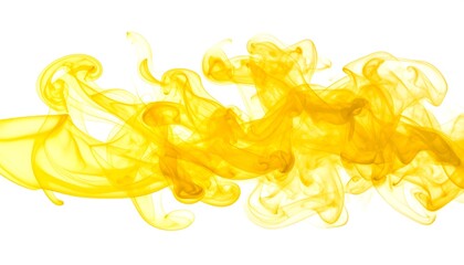 Abstract swirls of vibrant yellow ink