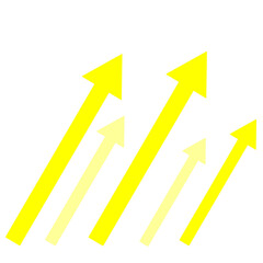 勢いよく上昇する5本の矢印(黄色)