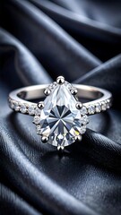 Fototapeta premium Close-up of pear-shaped diamond ring