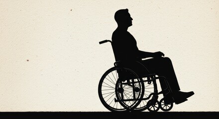 Obraz premium Silhouette of Resilience: An elegant silhouette of a person in a wheelchair, projecting strength and perseverance in a visually striking composition