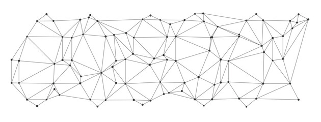 Modern polygonal mesh network with connected lines and dots perfect for technology backgrounds, science presentations, or digital design projects isolated on white background vector illustration © lembergvector