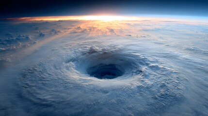 A swirling vortex of clouds in a storm seen from space.